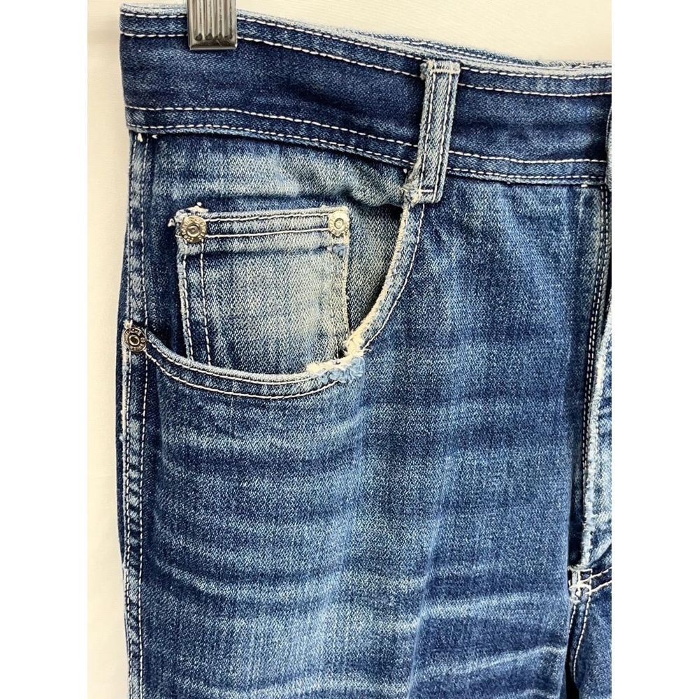 Vintage Jordache Women's Blue Denim Straight Bootcut Frayed Hem Jeans 32 L - Picture 8 of 13